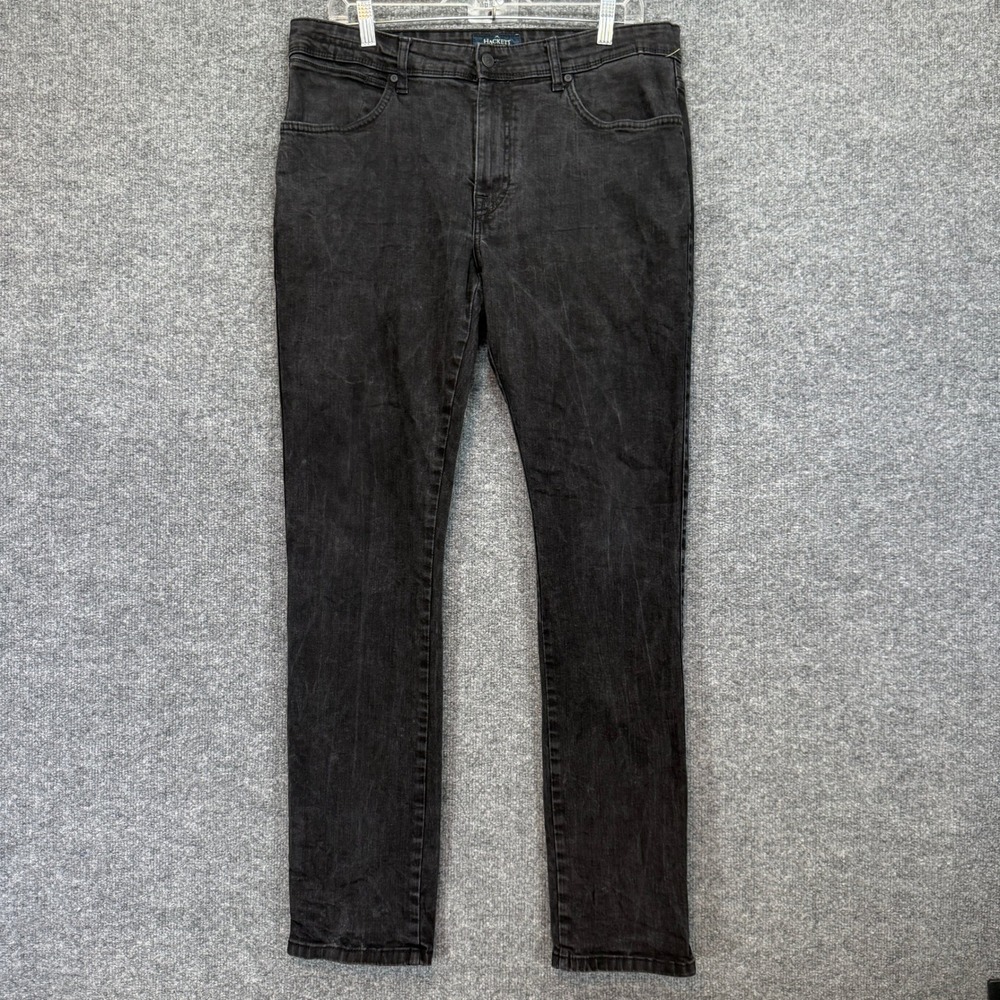 Hackett London Jeans Men 36x33 Black Newburg Slim Bespoke Denim‎ Designer Pants